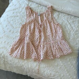 Madewell tie front floral tank